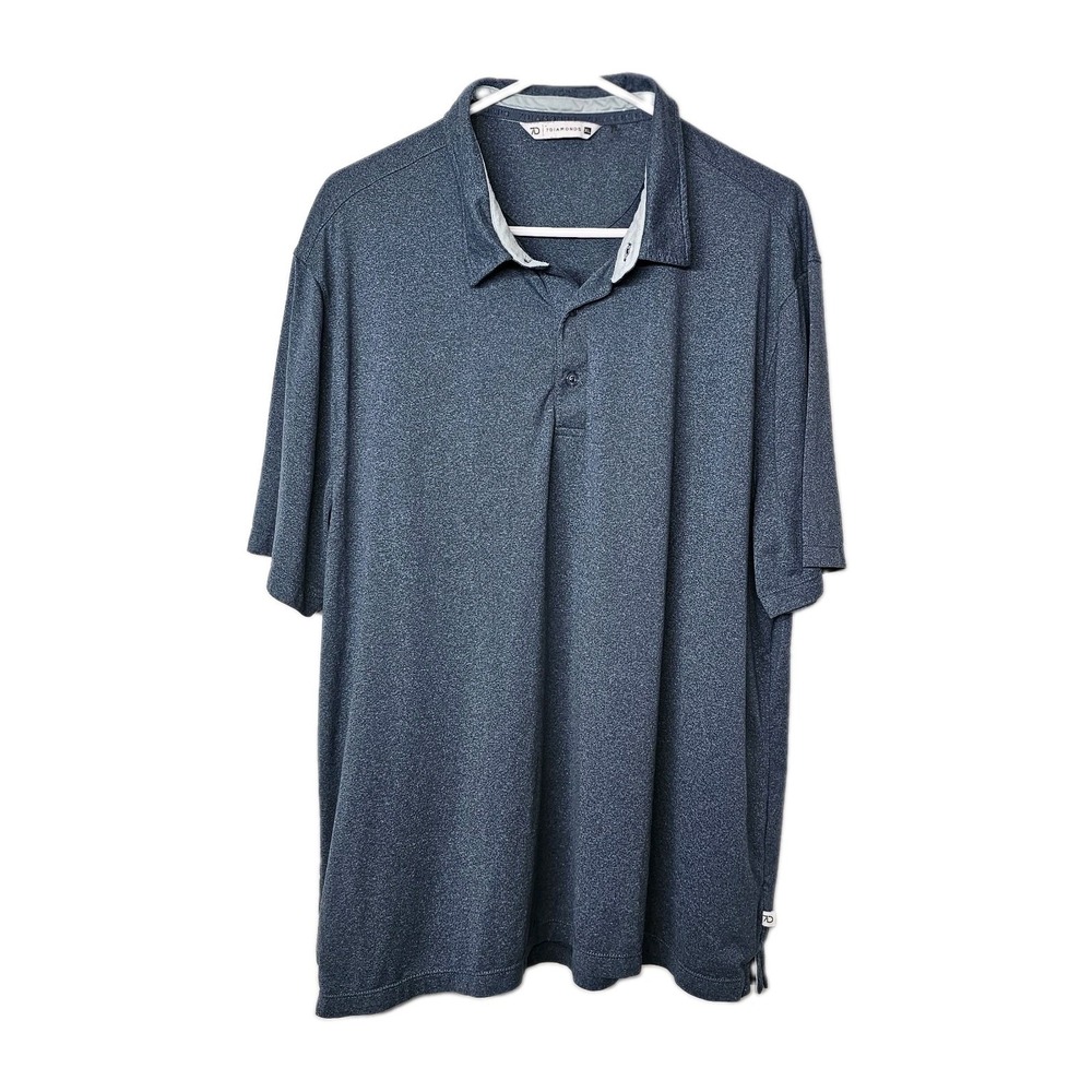 7 Diamonds Core Polo Mens XL Blue Heather Short Sleeve Golf Shirt Stretch Collar